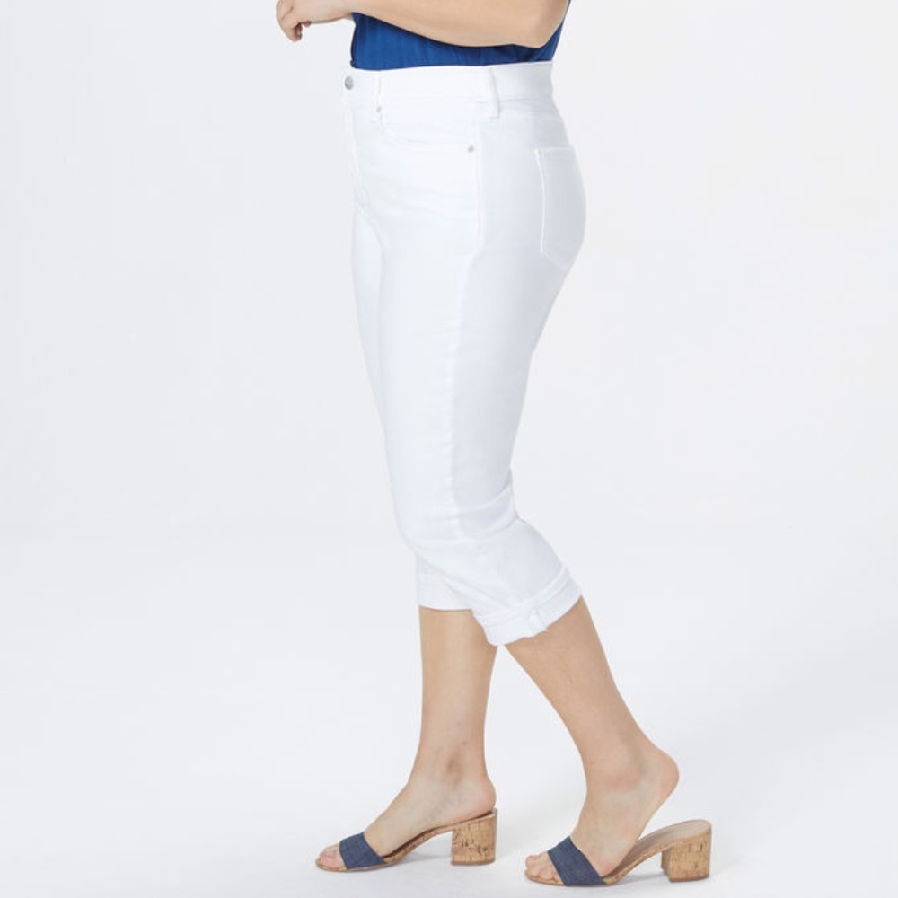 NYDJ 16 P Petite Marilyn Cuffed Crop White NEW NWT